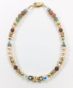 Earth Tone Gemstone & Pearl Bracelet