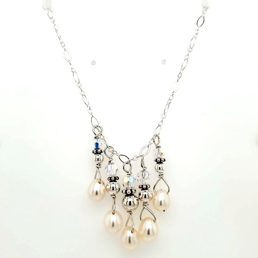 White Pearl & Sterling Necklace