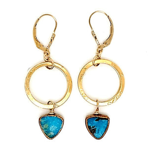 Turquoise Brass Earring