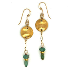 Turquoise Textured Gold Drop Earrings