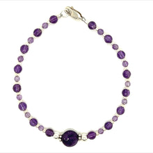 Rich amethyst and pink amethyst with sterling silver accent braceletb