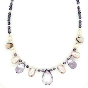 Pink Amethyst Freshwater Pearl Necklace
