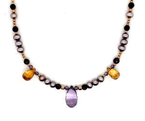 Pink Amethyst & Soft Pink Freshwater Pearl Necklace