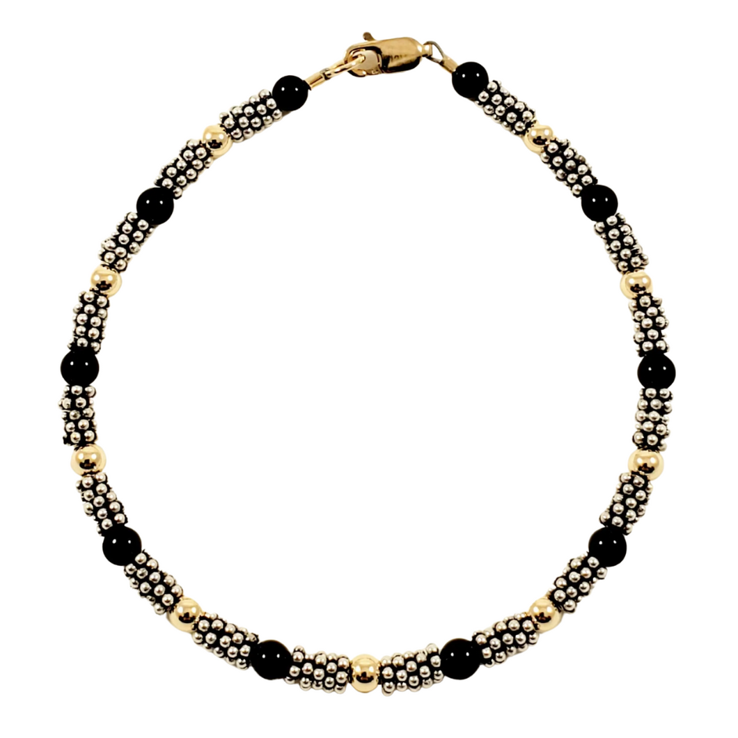Black Onyx Gold & Silver Bracelet