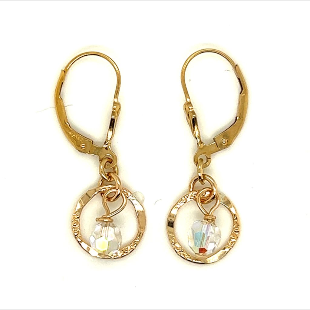 Gold and crystal ciecle ear