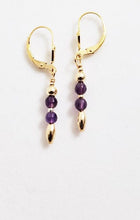 Amethyst And Gold Lever Back Earrings