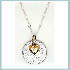Textured Silver Gold Heart Pendant