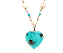 Turquoise Heart Pearl Necklace