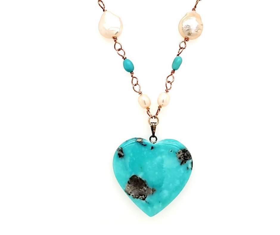 CZ Studded Heart Pendant Layered Pearl Necklace – www.pipabella.com