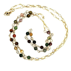Multi Jasper And Gold Chain Necklace