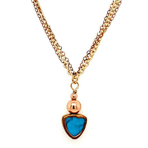 Turquoise Wrapped In Copper Bezel Necklace