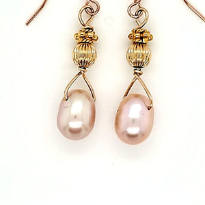 Champagne Gold French Wire Pearl Earrings