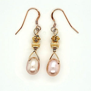 Champagne Gold French Wire Pearl Earrings