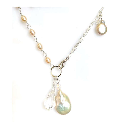 Pearl & Crystal drop Necklace