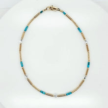 King Turquoise Gold Filled Beads & swarovski Crystal Ankle Bracelet