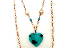 Turquoise Heart Pearl Necklace