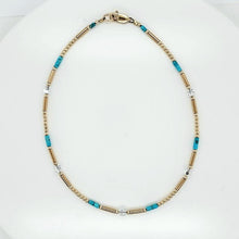 Kingman Turquoise 14 Karat Gold Filled Beads With Swaerovski Crystals Ankle Bracelet